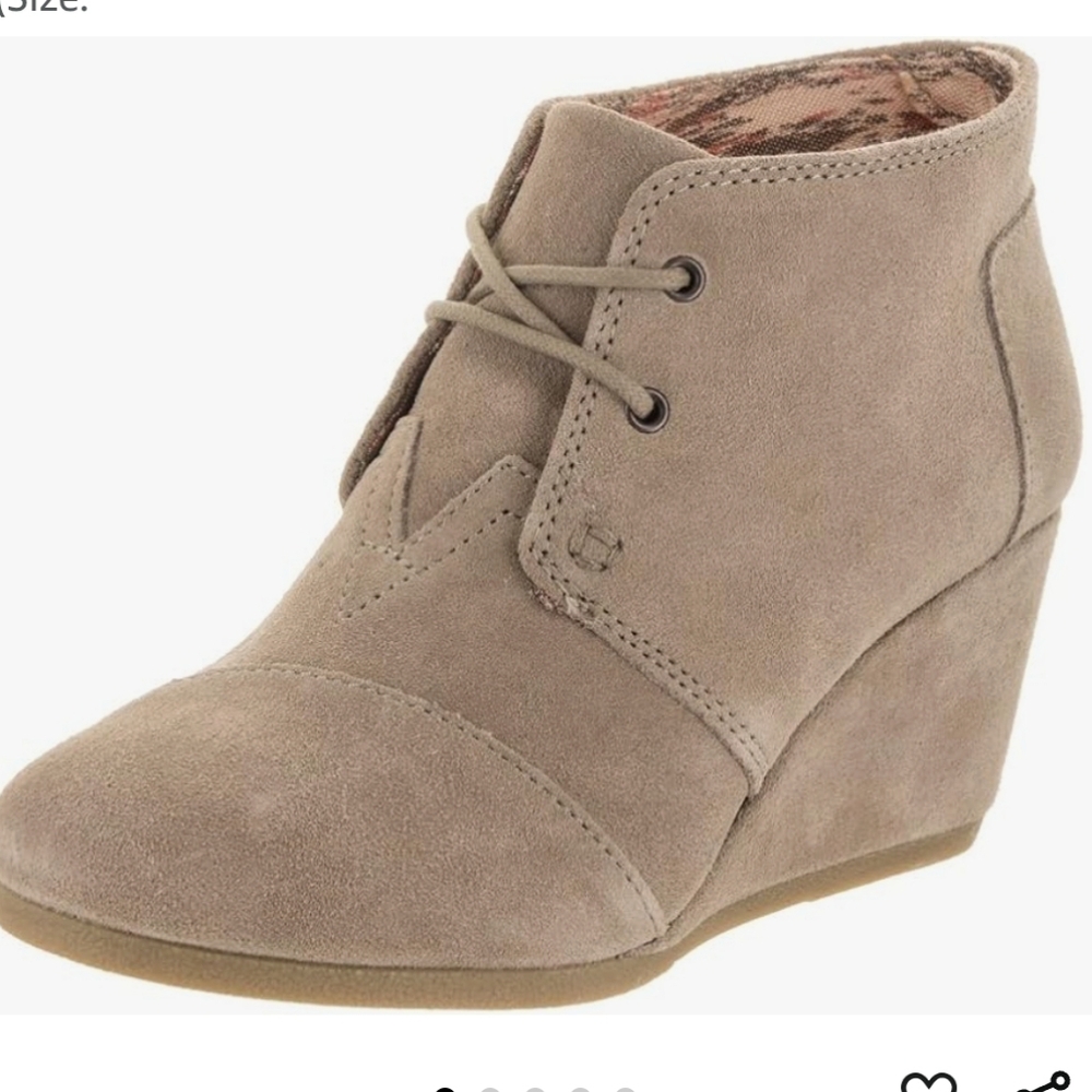 Toms Suede Wedge Ankle Boots Taupe Lace Up size 10 nwot